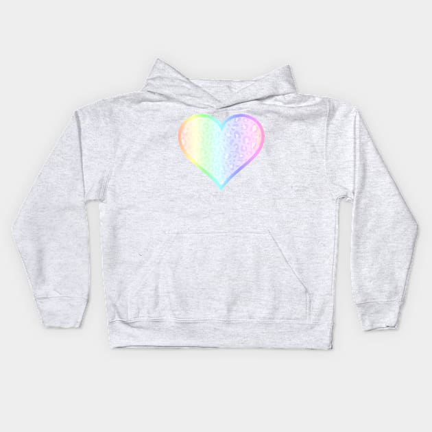 Ultra Pastel Rainbow Leopard Print Heart Kids Hoodie by bumblefuzzies